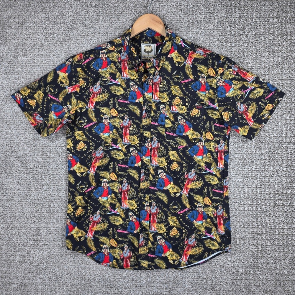 RSVLTS WWE Ric Flair Nature Boy Kunuflex Short Sleeve Button Down Shirt Mens L